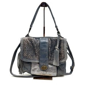 Caterina Lucchi | Sequin Distressed Leather Convertible Top Handle Crossbody Bag